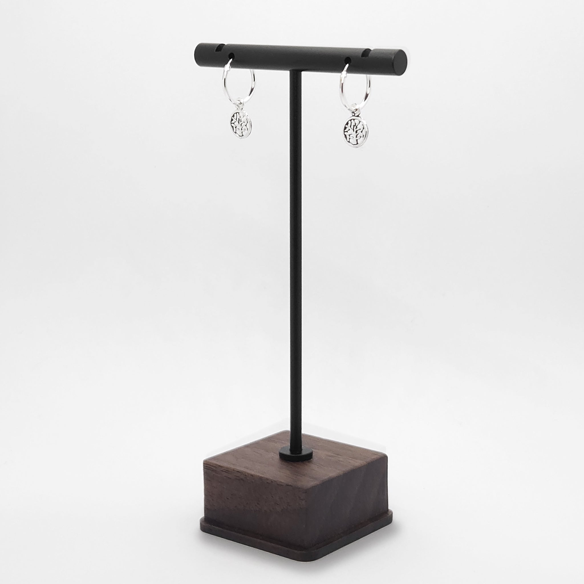 Sterling Silver Hoop Earrings with Tree