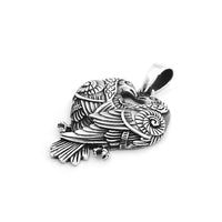 Sterling Silver Huginn and Muninn Heart of Ravens Pendant