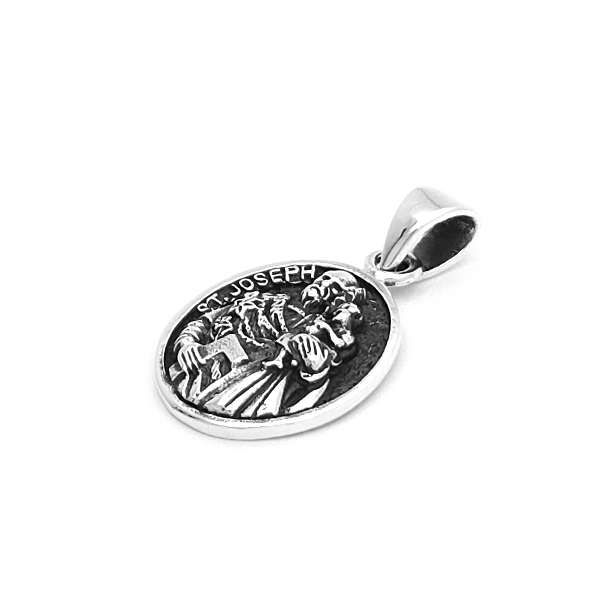 Sterling Silver Saint Joseph Oval Pendant