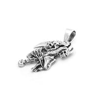 Sterling Silver Skull Scythe Grim Reaper Pendant