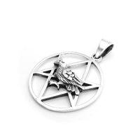 Sterling Silver Unicursal Hexagram Raven Pendant