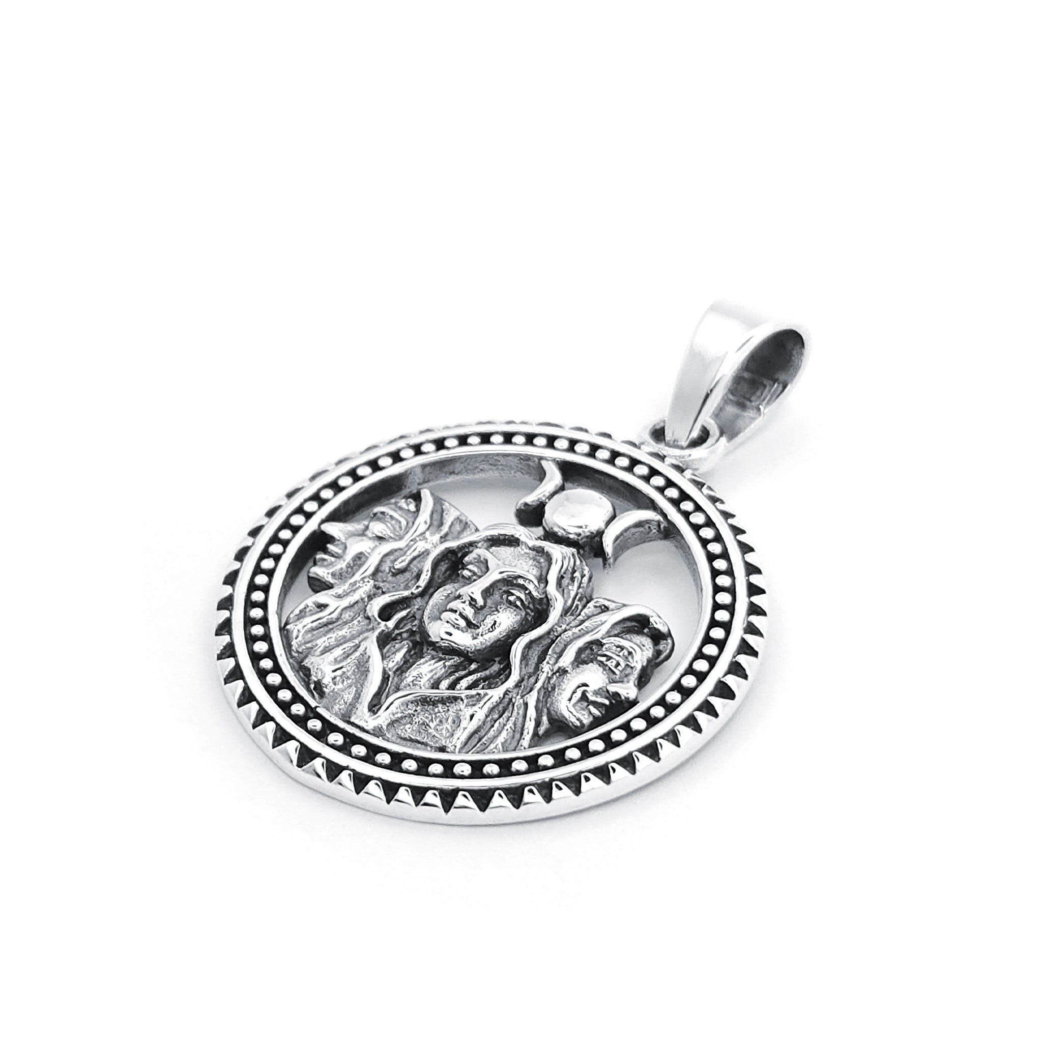 Sterling Silver Wicca Triple Moon Goddess Pendant