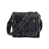 Stonewash Shoulder Bag with Wooden Ring