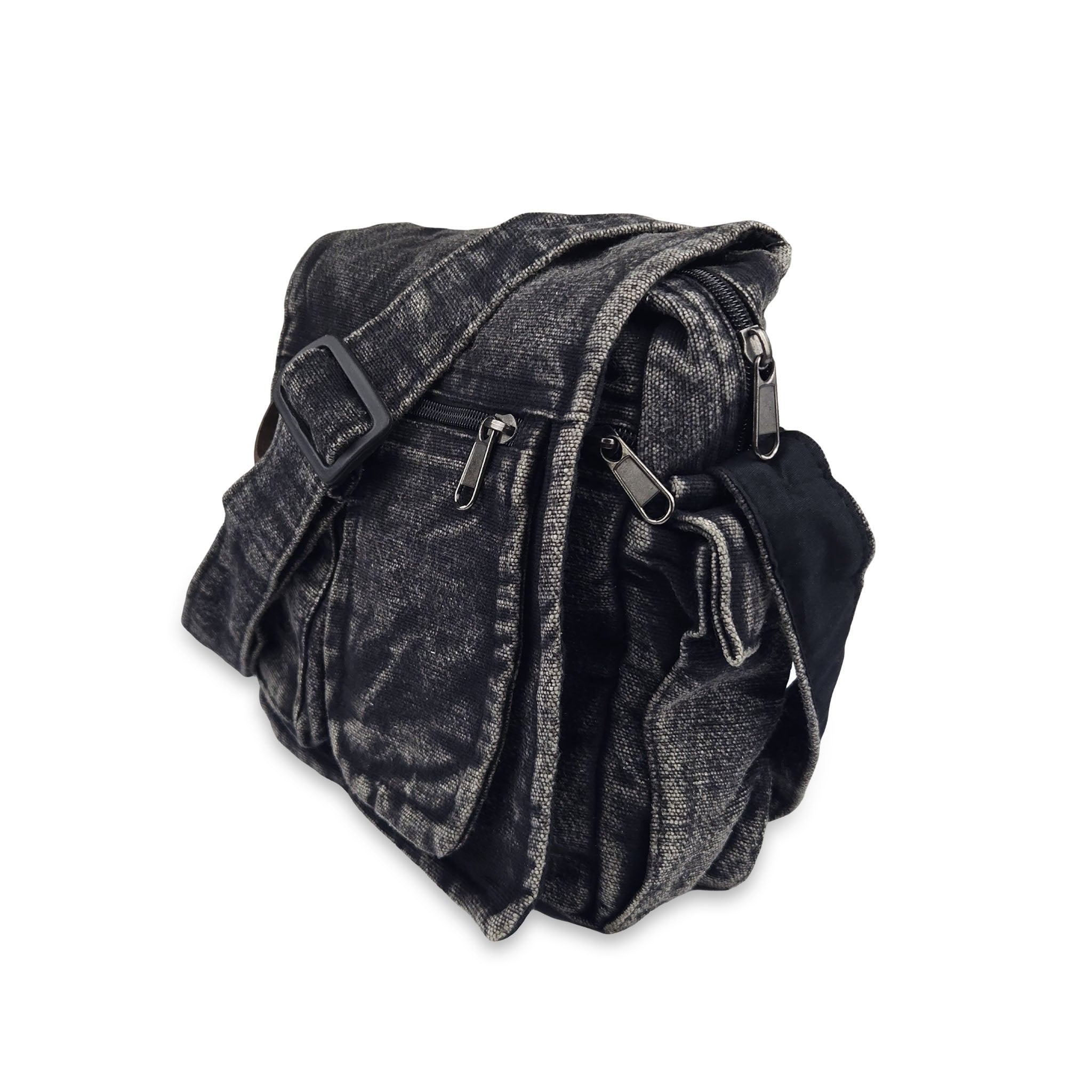 Stonewash Shoulder Bag with Wooden Ring