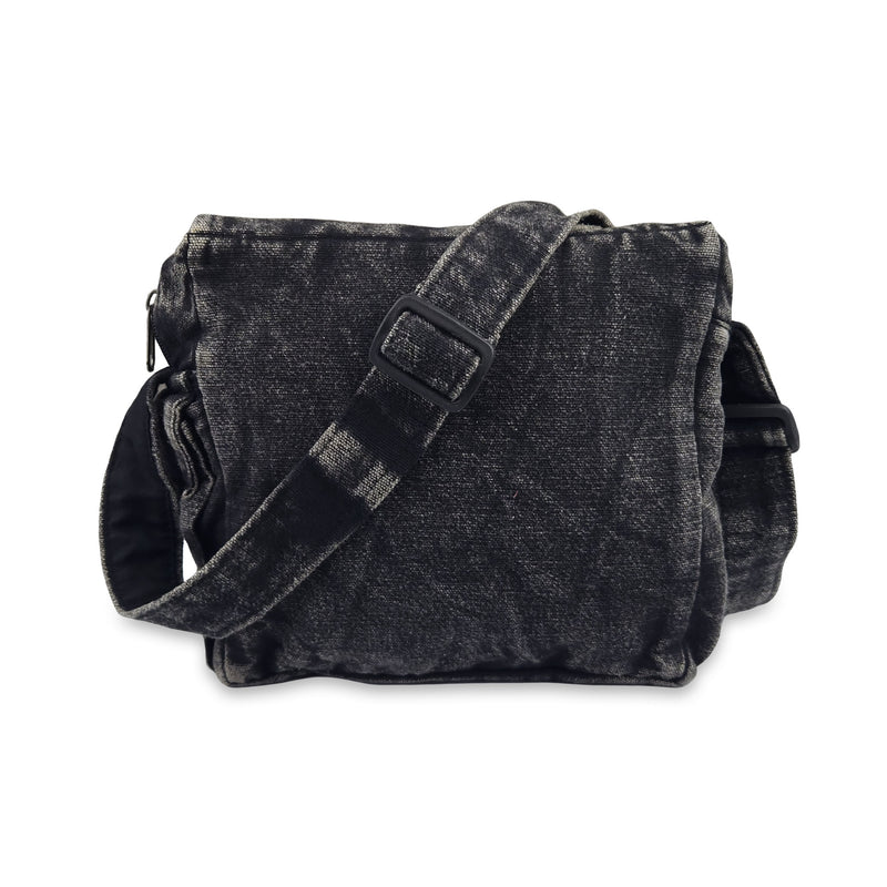 Stonewash Shoulder Bag with Wooden Ring