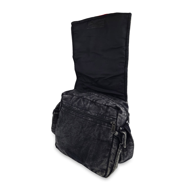Stonewash Shoulder Bag with Wooden Ring