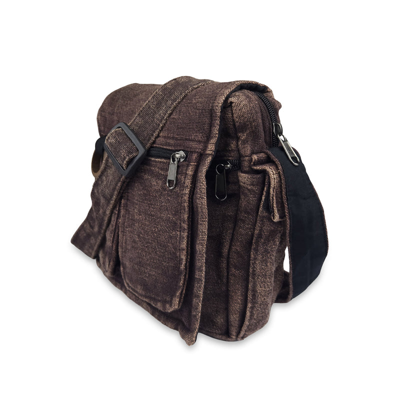 Stonewash Shoulder Bag with Wooden Ring