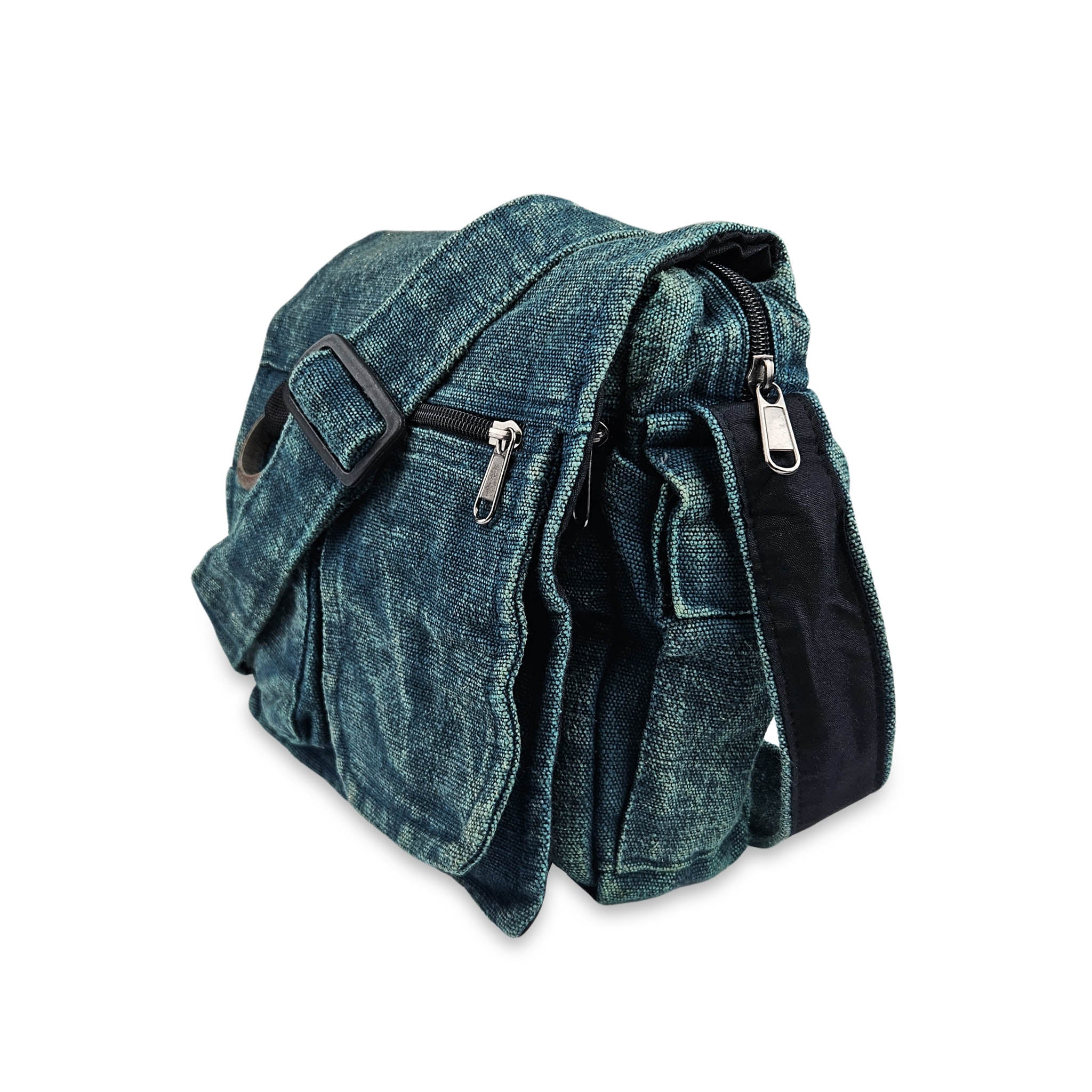 Stonewash Shoulder Bag with Wooden Ring