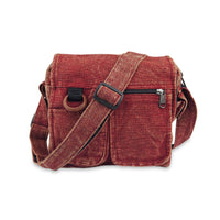 Stonewash Shoulder Bag with Wooden Ring