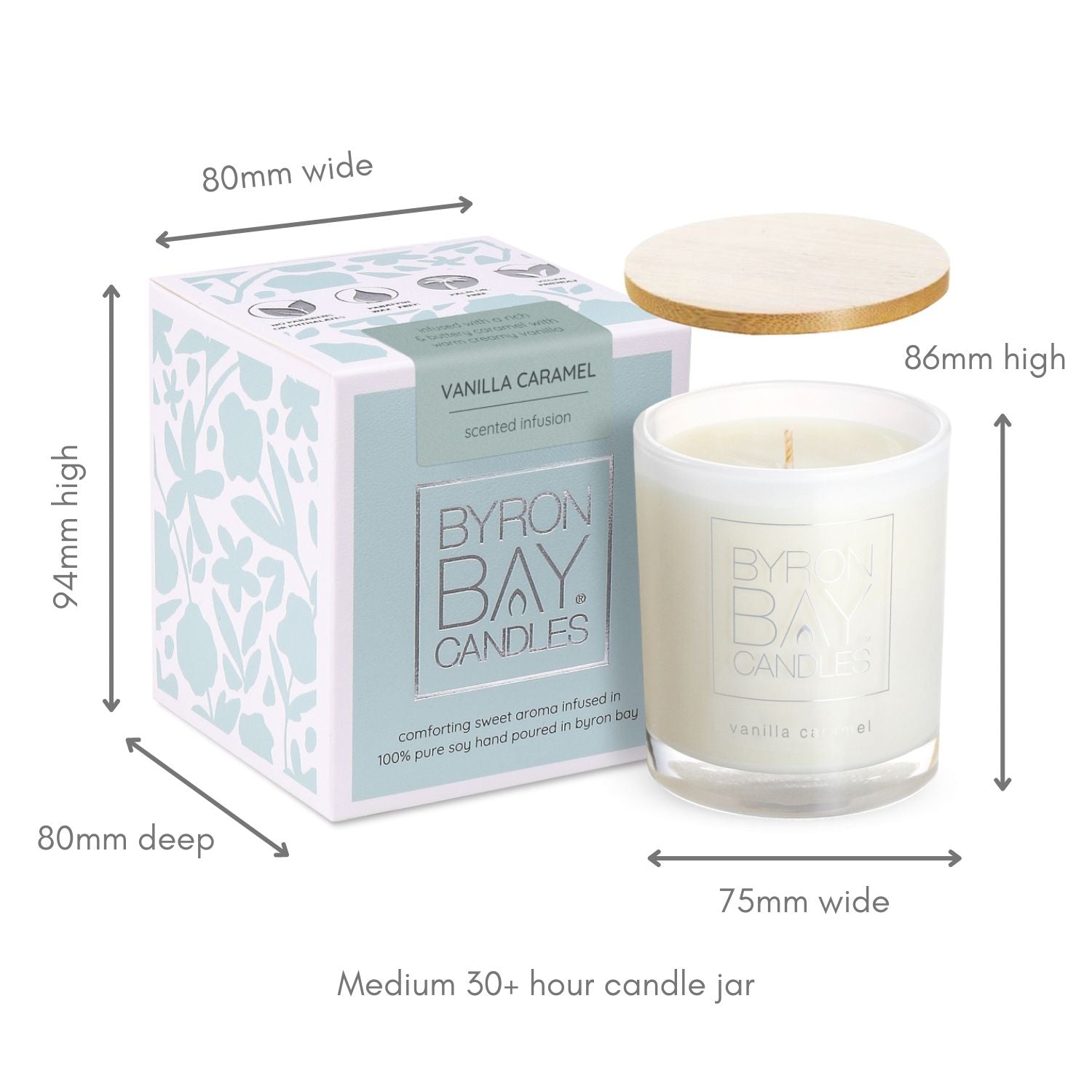 Byron Bay Candles - 30 Hour Scented Pure Soy - Vanilla Caramel