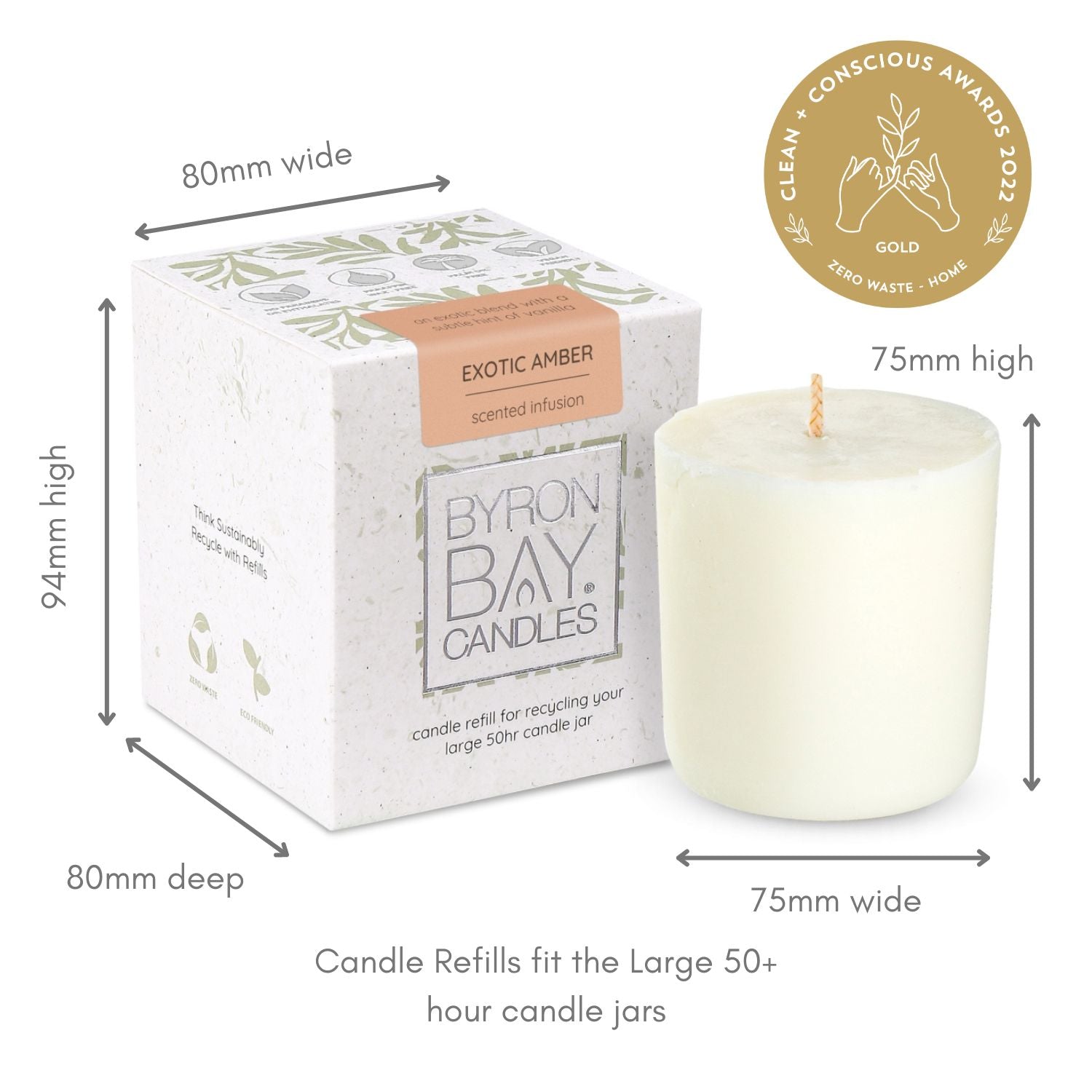Byron Bay Candles - 50 Hour Scented Soy Refill - Exotic Amber