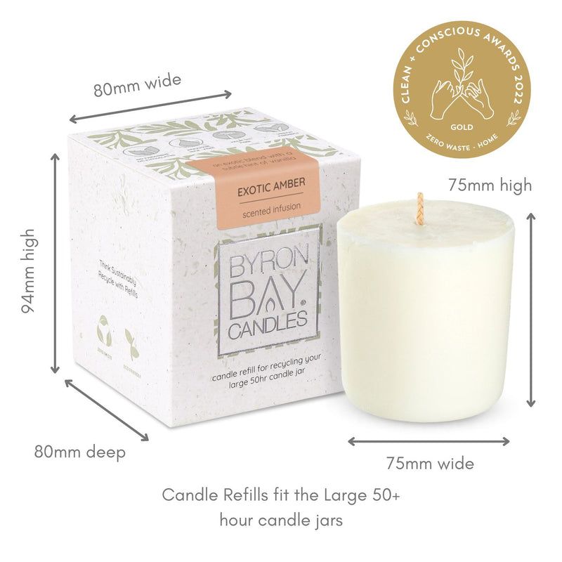 Byron Bay Candles - 50 Hour Scented Soy Refill - Exotic Amber