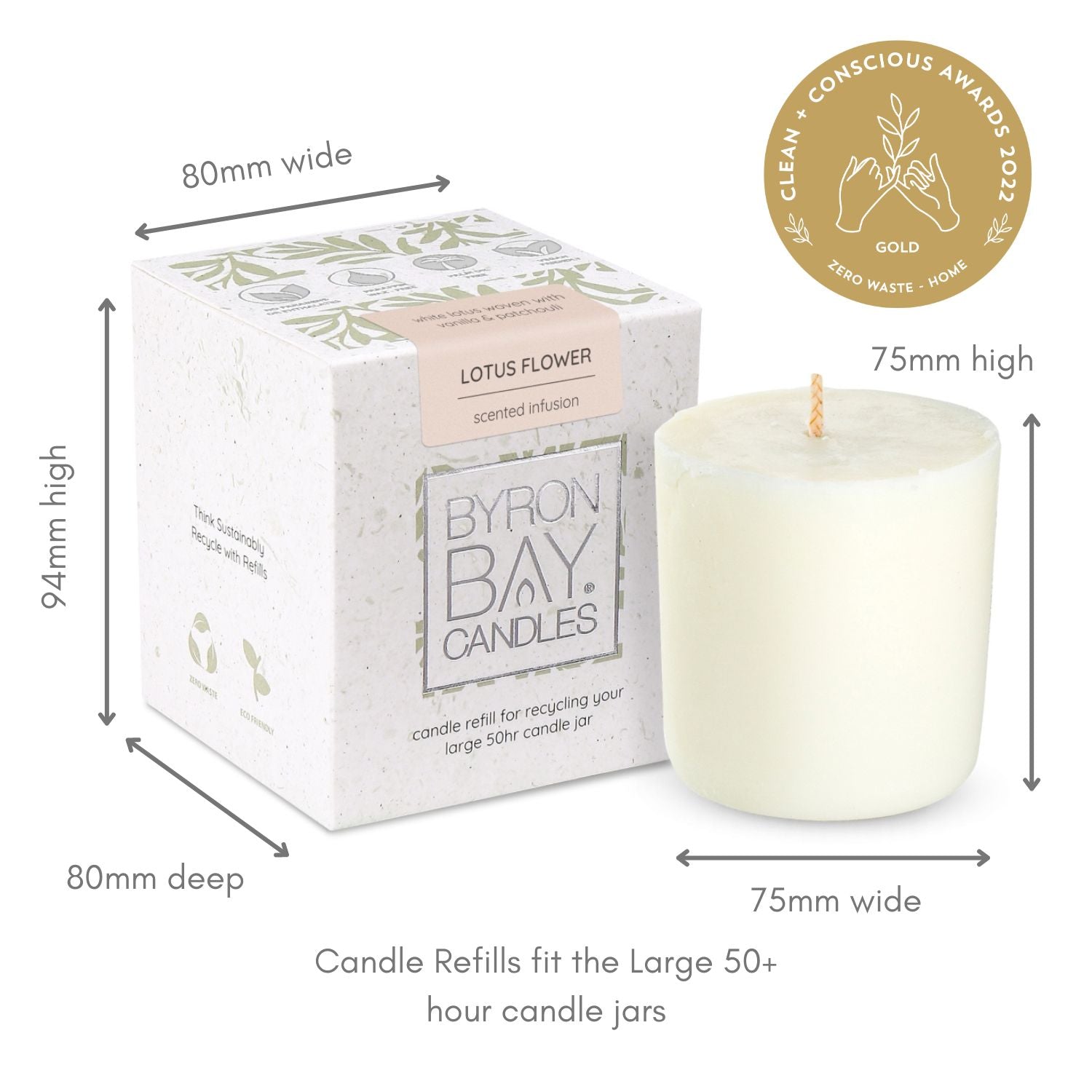 Byron Bay Candles - 50 Hour Scented Soy Refill - Lotus Flower