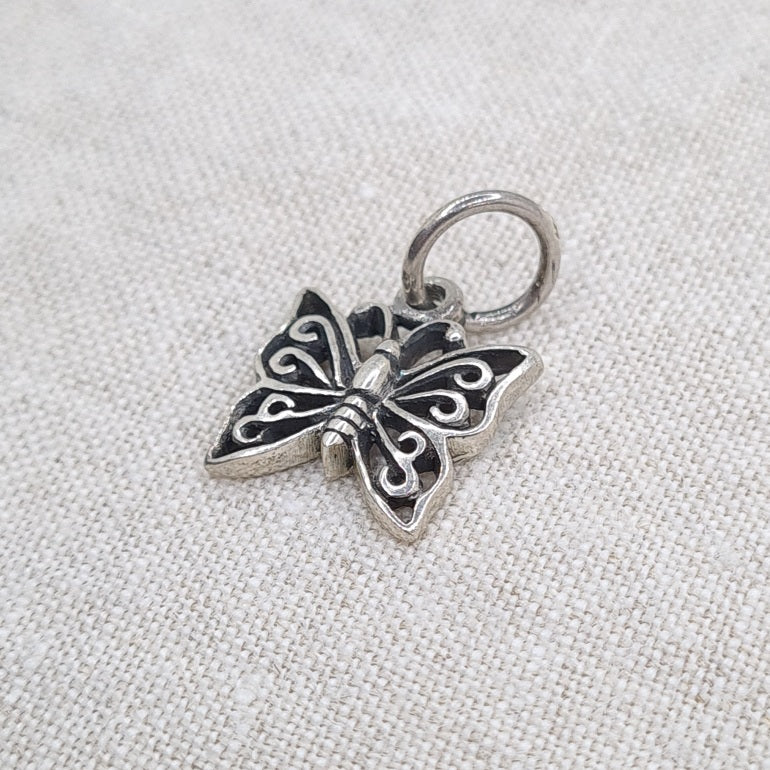 Side shot of 925 Sterling Small Silver Butterfly Pendant