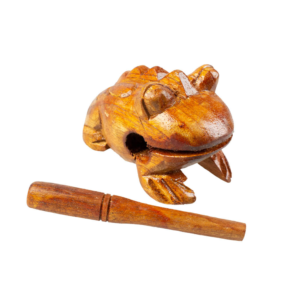 Side shot of Wooden Percussion Frog and beater