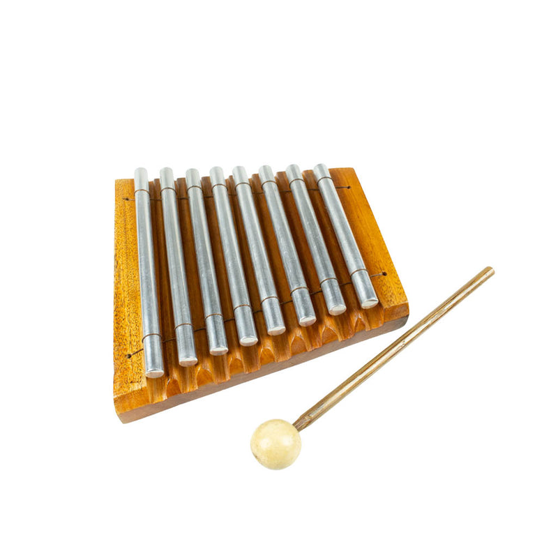 Full shot of Wooden Tuned Xylophone with rubber mallet