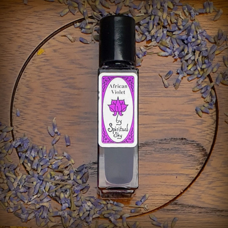 close up of spiritual sky perfume - african violet