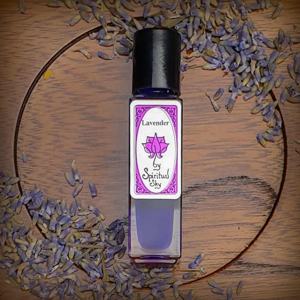 close up of spiritual sky perfume - lavender