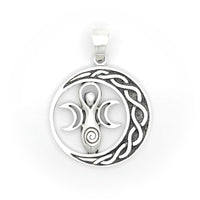 Sterling Silver Celtic Crescent Moon Sacred Goddess Pendant