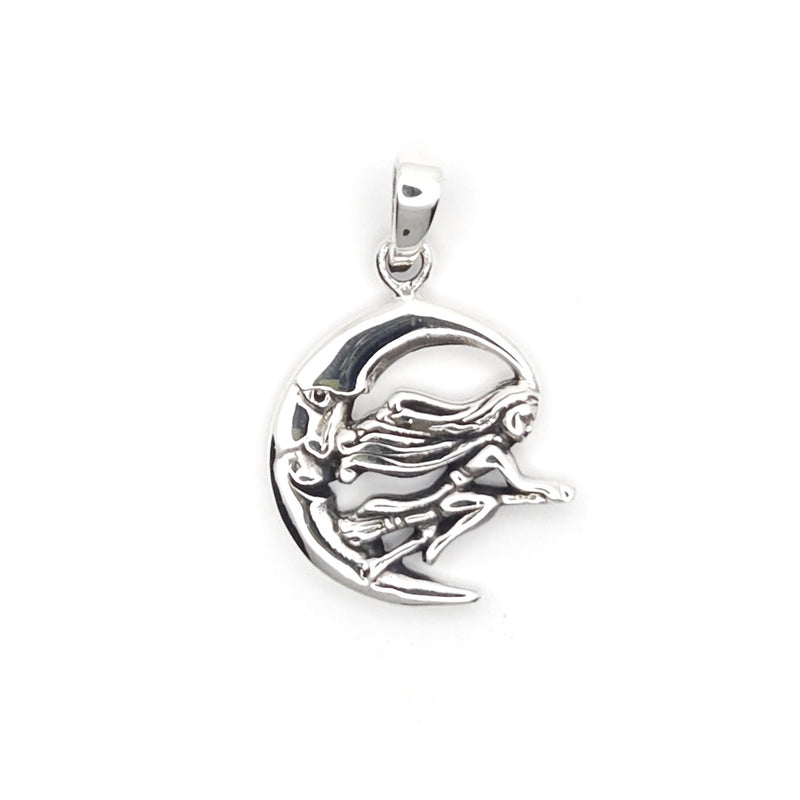 Sterling Silver Moon Witch Pendant