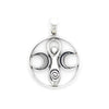 Sterling Silver Circular Triple Moon Sacred Goddess Pendant