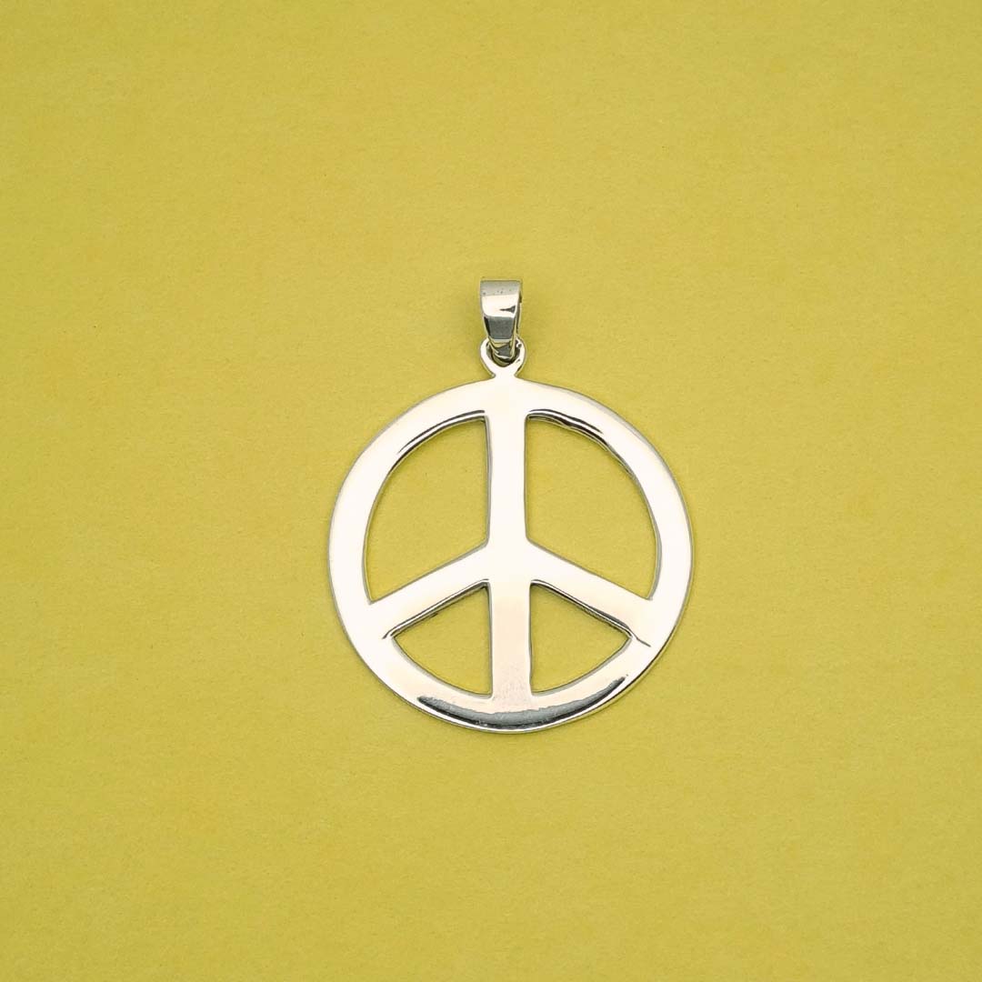 Front shot of Sterling Silver 33mm Peace Pendant