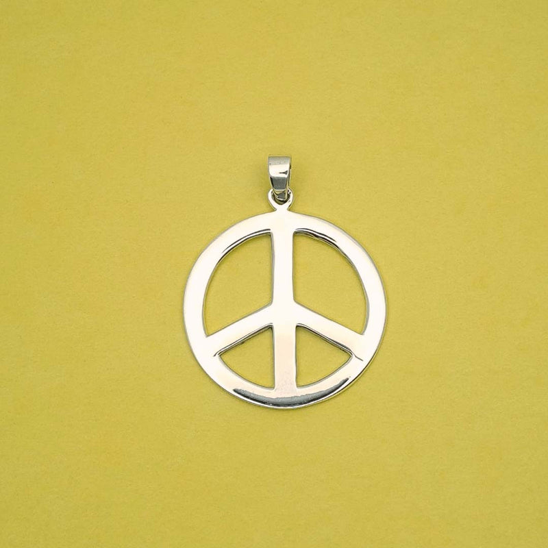 Front shot of Sterling Silver 33mm Peace Pendant