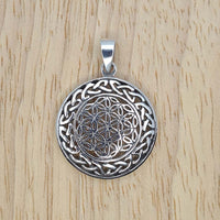 Front shot of 925 Sterling Silver Celtic Flower of Life Pendant