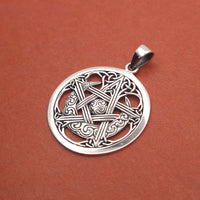Side shot of 925 Sterling Silver Celtic Moon Pentagram Pendant