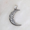 Front shot of 925 Sterling Silver Crescent Tribal Moon Pendant