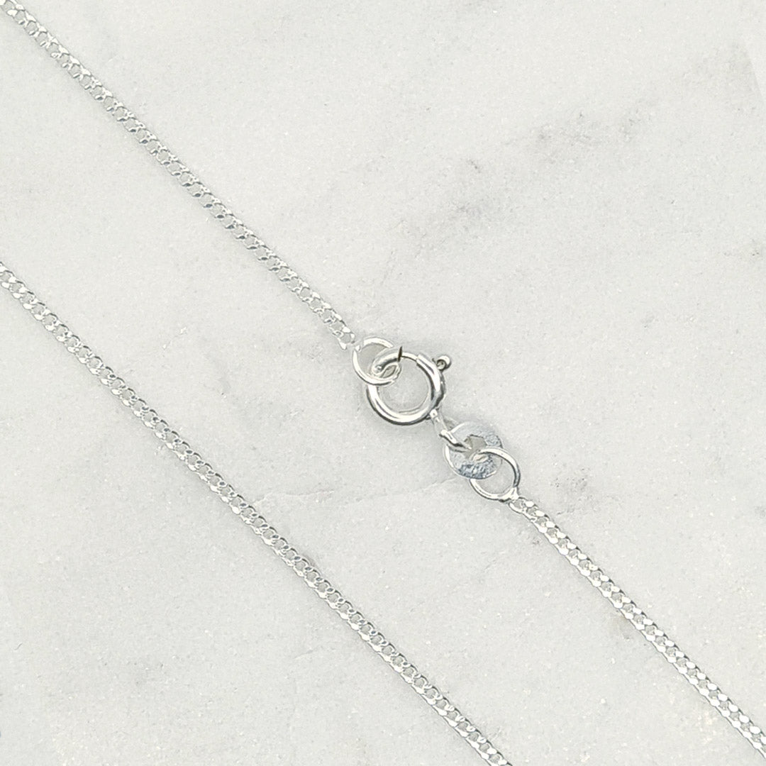 925 Sterling Silver 1.2mm Curb Link Chain and clasp