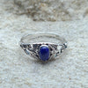 Front shot of 925 Sterling Silver Fern Leaf Lapis Lazuli Ring