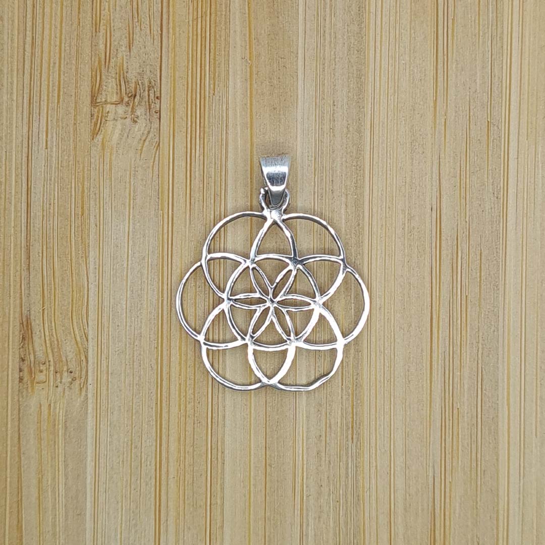 Front shot of 925 Sterling Silver Fine Seed Of Life Pendant