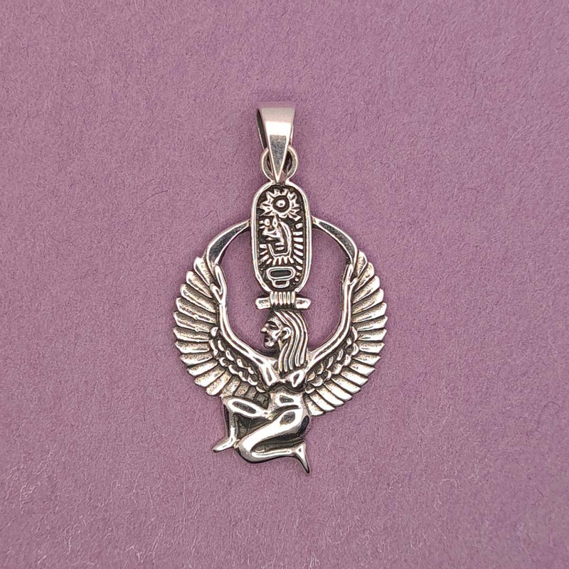 Front shot of 925 Sterling Silver Isis With Cartouche Pendant