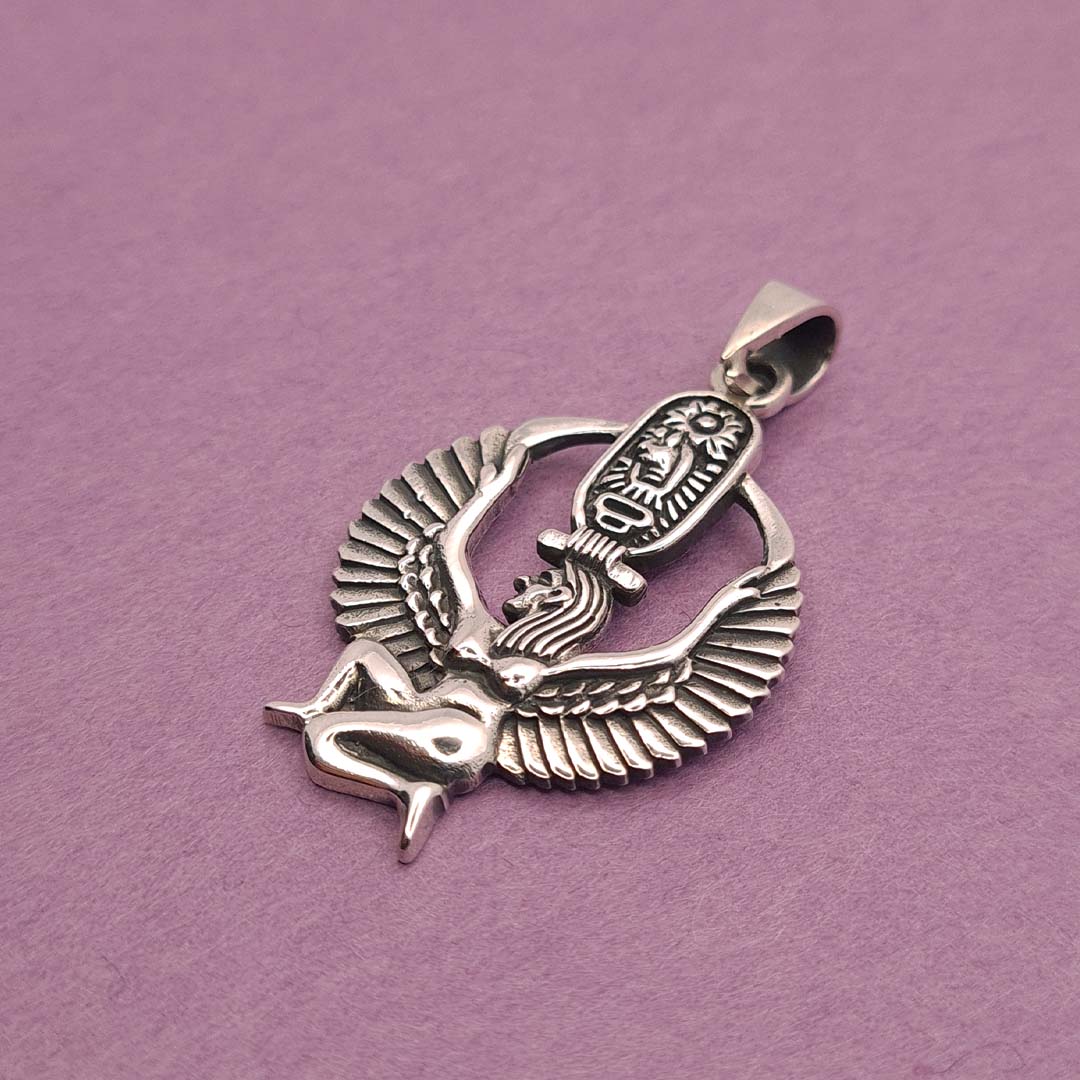 Side shot of 925 Sterling Silver Isis With Cartouche Pendant