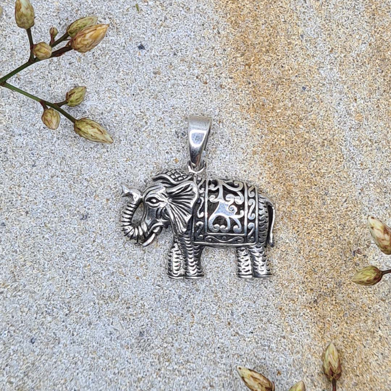 Front shot of 925 Sterling Silver Lucky Elephant Pendant