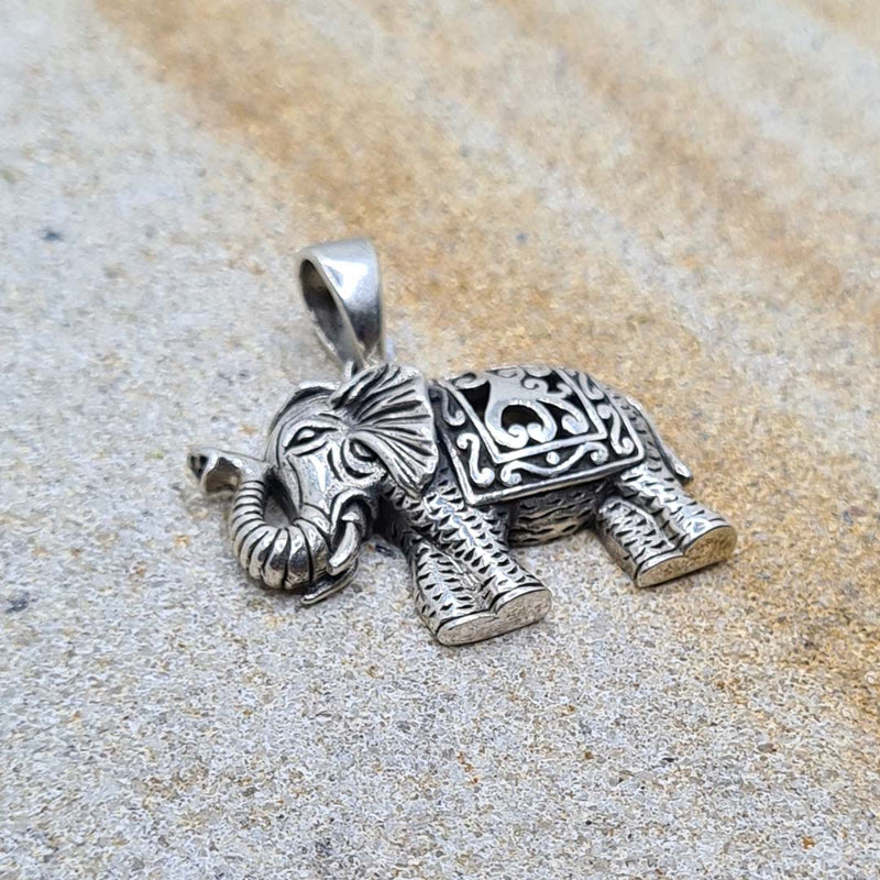 Side shot of 925 Sterling Silver Lucky Elephant Pendant