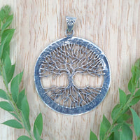 Front shot of 925 Sterling Silver Majestic Tree of Life Pendant