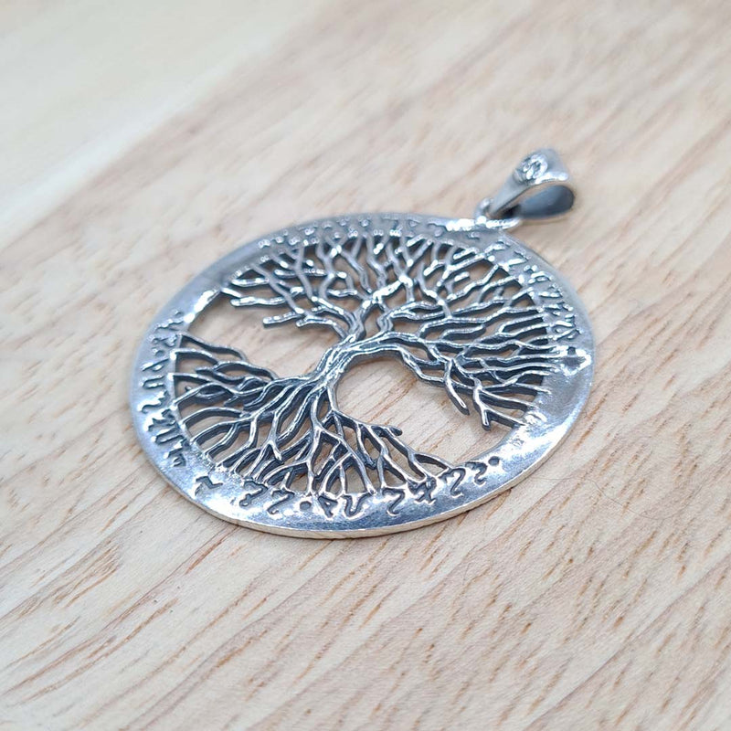 Side shot of 925 Sterling Silver Majestic Tree of Life Pendant