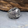 Side shot of 925 Sterling Silver Nordic Compass Ring with Ankh cross on side 