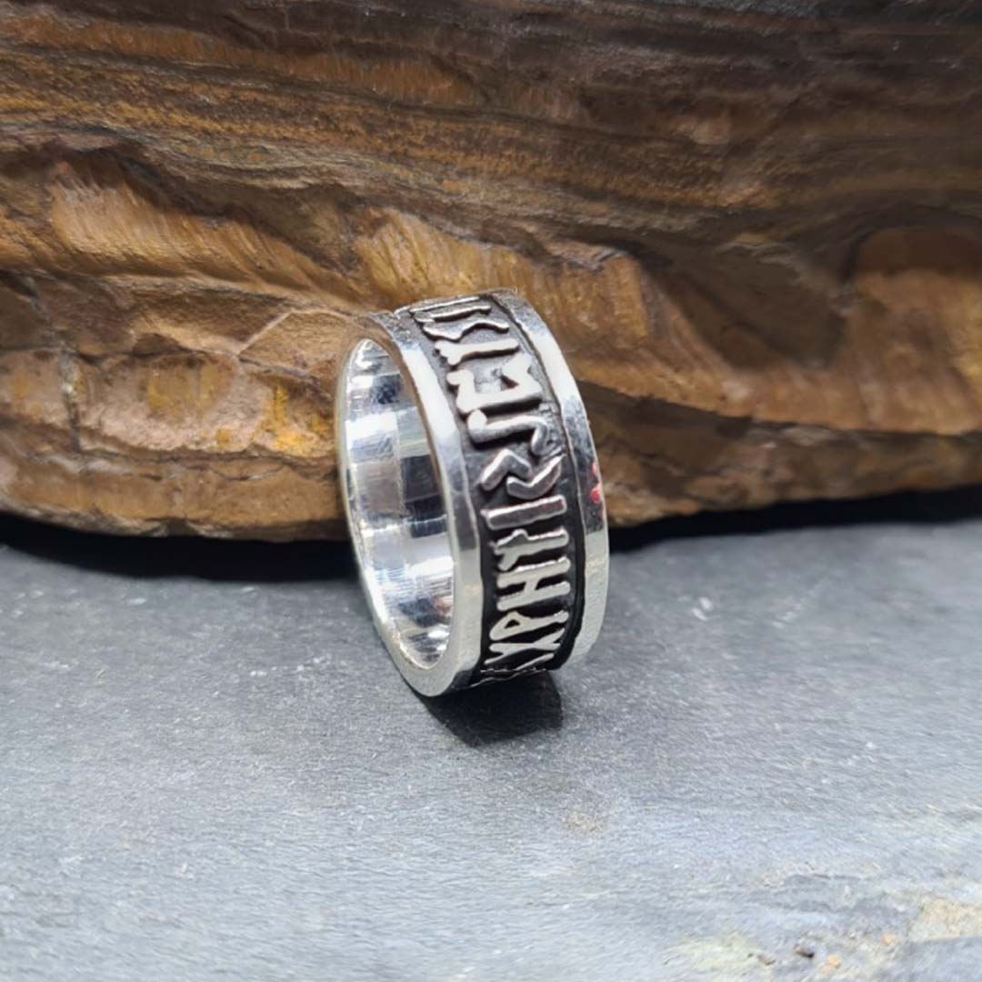 Side shot of 925 Sterling Silver Nordic Runes Ring