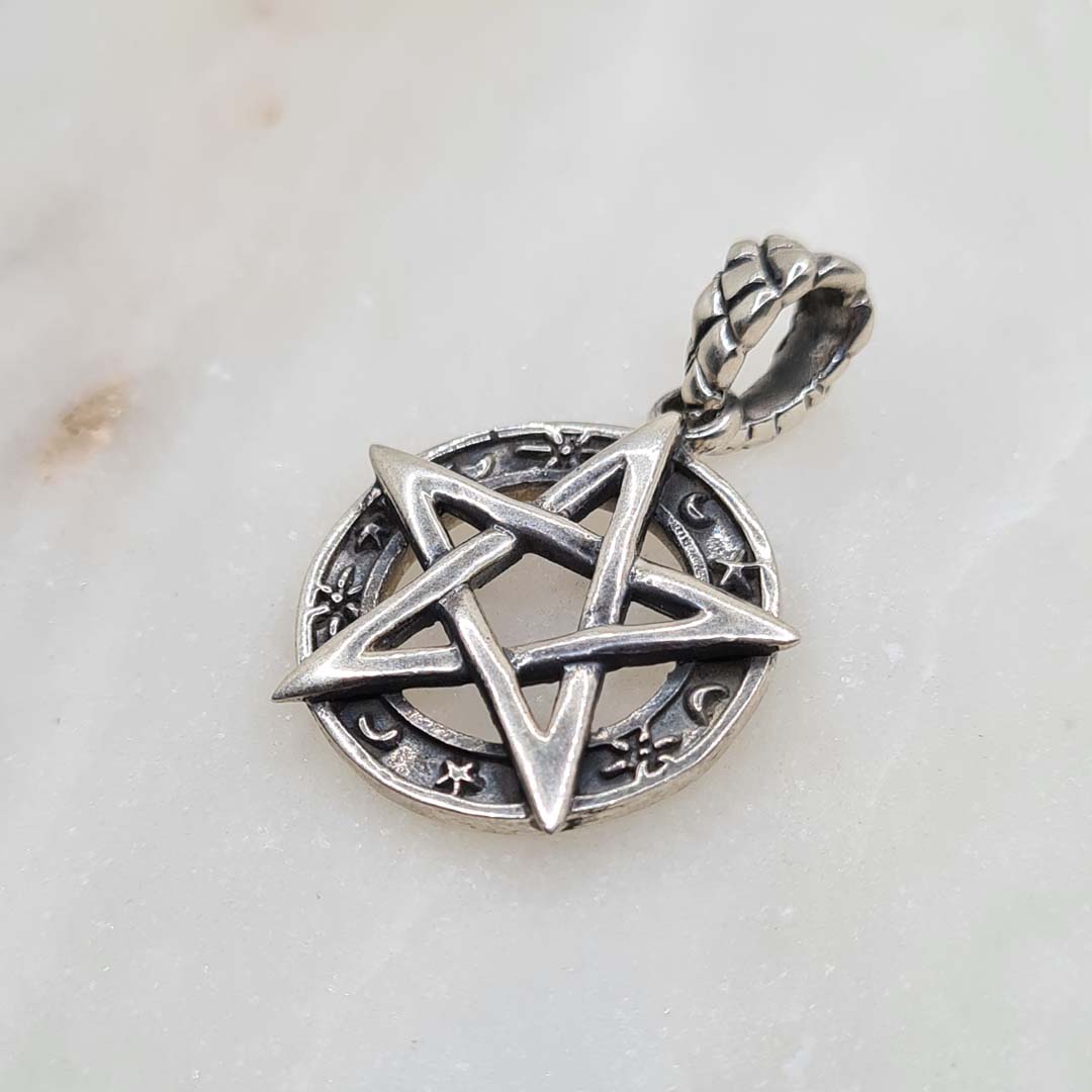 Solid Sterling Silver Pentacle and Pentagram Pendants for Wiccan and Pagan  Practitioners