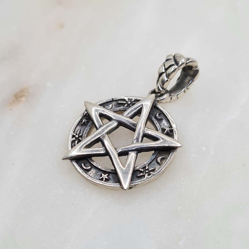 Side shot of 925 Sterling Silver Pentagram Pendant