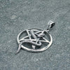 Side shot of Sterling Silver Pentagram With Intertwined Hanging Snake Pendant