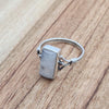 Side shot of 925 Sterling Silver Rectangle Rainbow Moonstone Ring