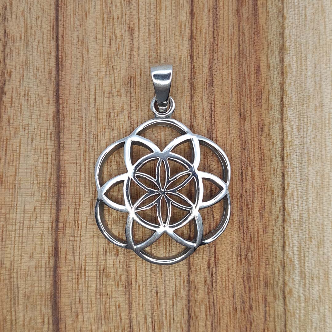 Front shot of 925 Sterling Silver Seed Of Life Pendant