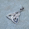 Side shot of 925 Sterling Triquetra with Celtic Pattern Pendant