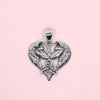 Front shot of Sterling Silver Twin Soul Wolf Amulet Pendant with triquetra 