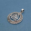 Side shot of 925 Sterling Silver Valknut With Norse Runes Pendant